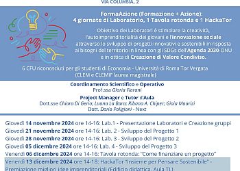 Laboratori Nuova Economia “Prepararsi al Futuro” – Progettare e Innovare in modo Sostenibile; XI edizione, a.a. 2024/2025, 6 CFU