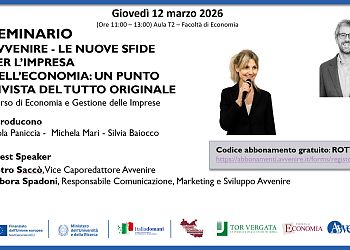 AVVENIRE - LE NUOVE SFIDE PER L’IMPRESA NELL’ECONOMIA: UN PUNTO DIVISTA DEL TUTTO ORIGINALE