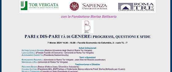 Seminario Jean Monnet Università Tor Vergata-La Sapienza-RomaTre con la Fondazione Marisa Bellisario
