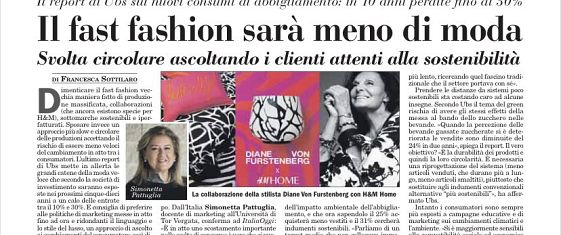 Il Fast Fashion che passa di moda, l'intervista al Direttore del Master Simonetta Pattuglia su Italia Oggi