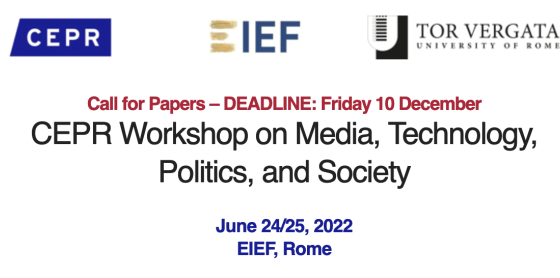 CEPR Workshop on Media, Technology, Politics, and Society