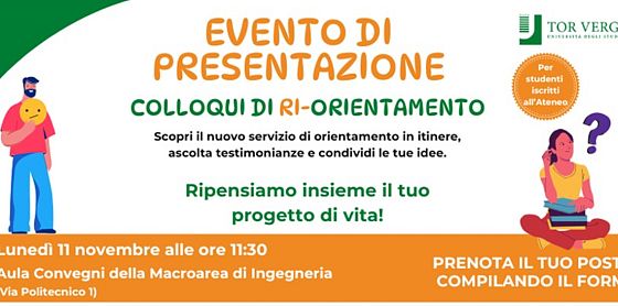 Nuovo servizio di orientamento in itinere di Ateneo: colloqui di ri-orientamento