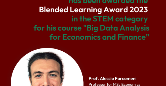 Alessio Farcomeni has been awarded the Blended Learning Award 2023