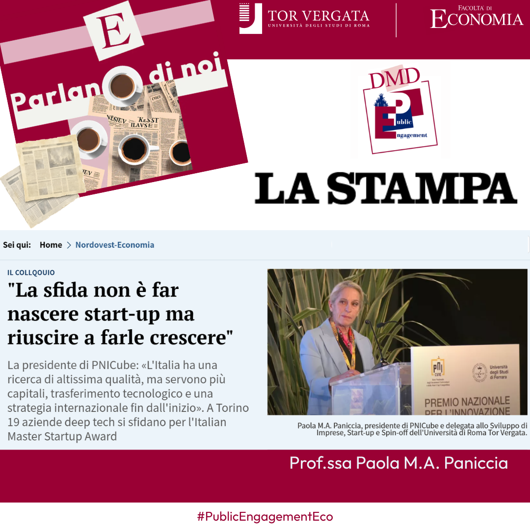  Come vincere la sfida per far crescere l’innovazione? La Stampa intervista la Prof.ssa Paola Paniccia