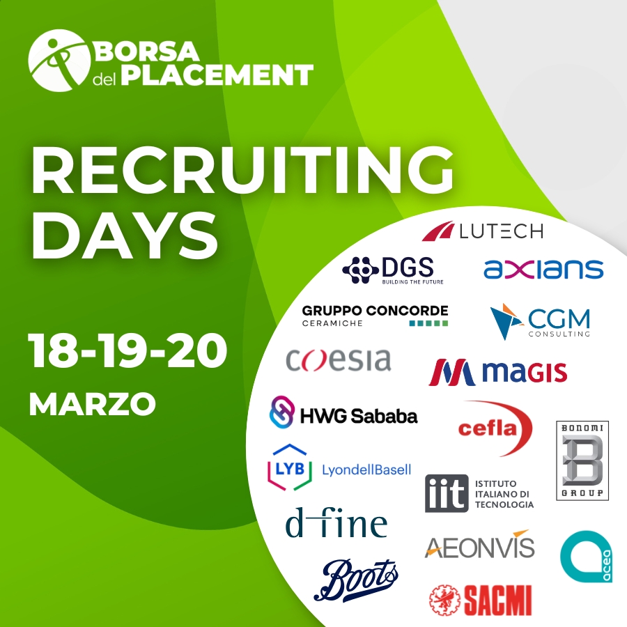 Borsa del Placement. Recruiting Days | 18-19-20 marzo