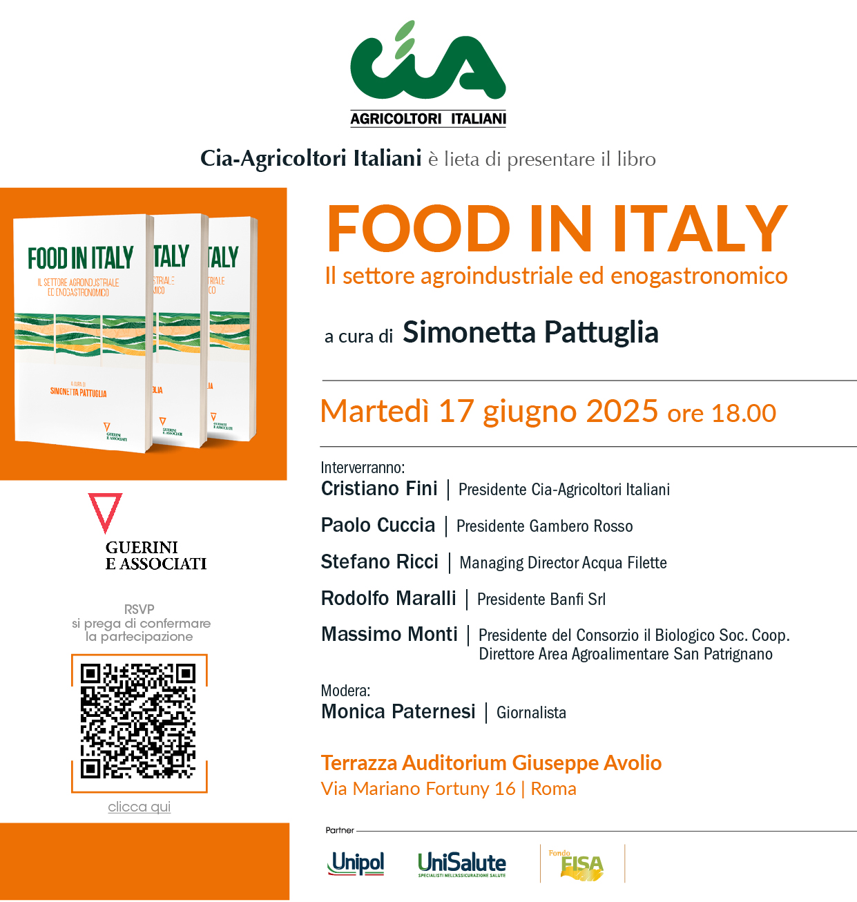 16 giugno ore 18.00 presentazione libro: FOOD IN ITALY Il settore agroindustriale ed enogastronomico