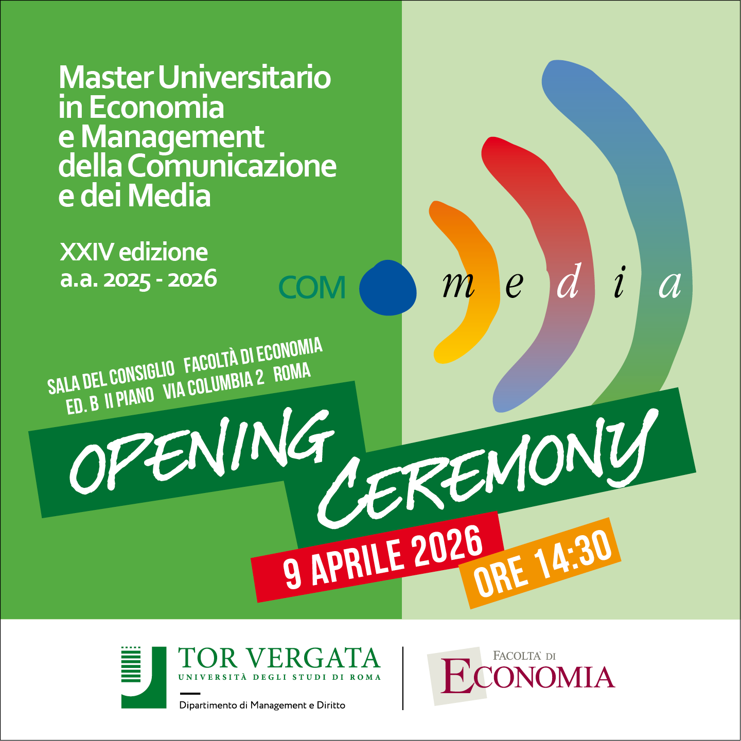 Inaugurazione Master in Economia e Management della Comunicazione e dei Media XXIV Edizione 