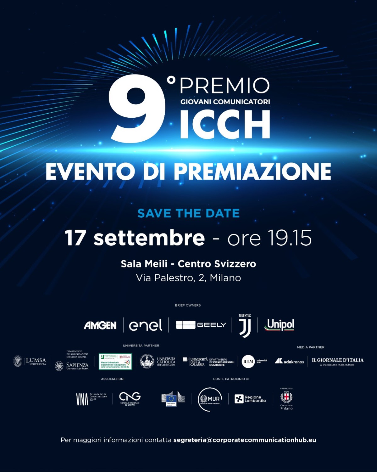 9 PREMIO ICCH: 17 SETTEMBRE 2026