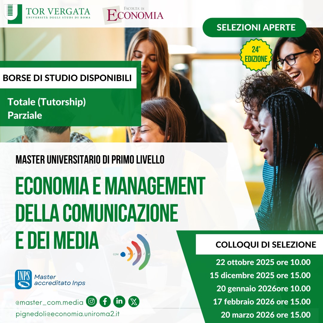 Date colloqui di selezione per la XXIV edizione del Master